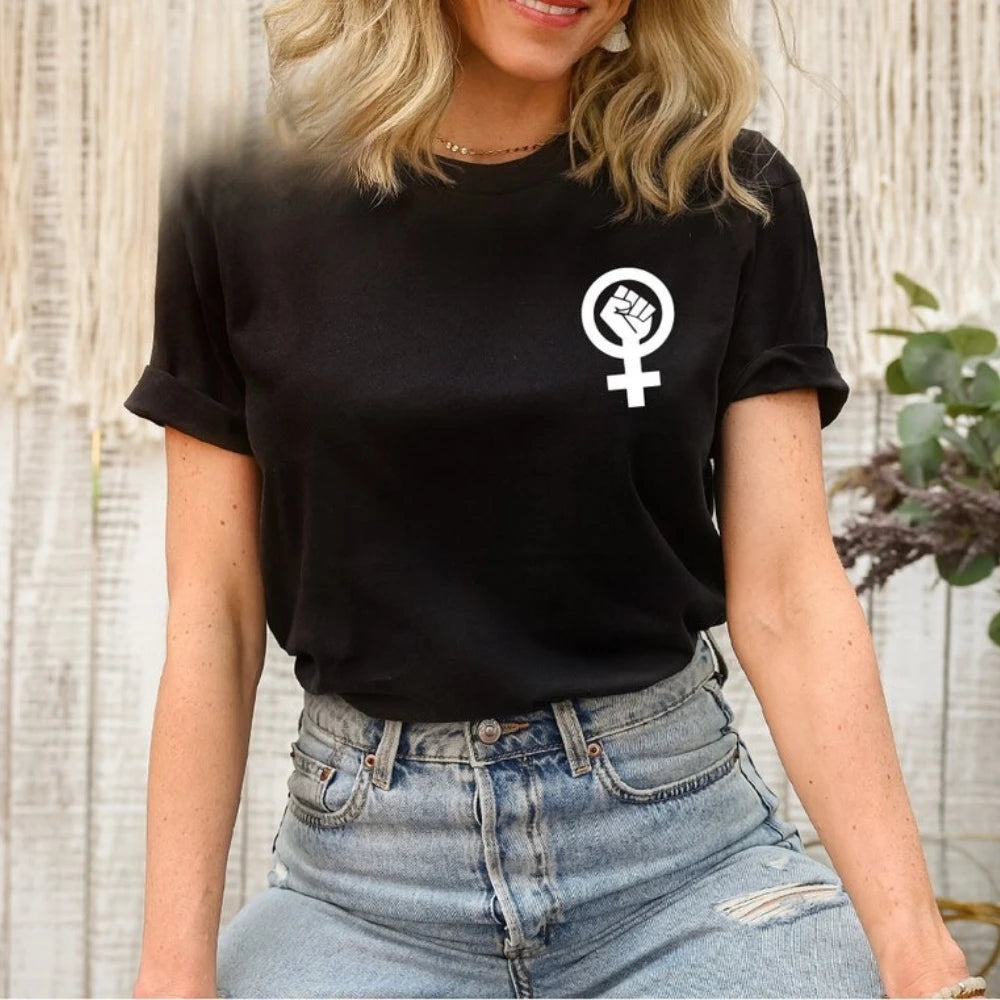 Feminist Shirt Womens Rights Female Symbol T-Shirt Feminist Gift for Women Tshirt Feminist Movement Tee Simple Casual Cotton Top