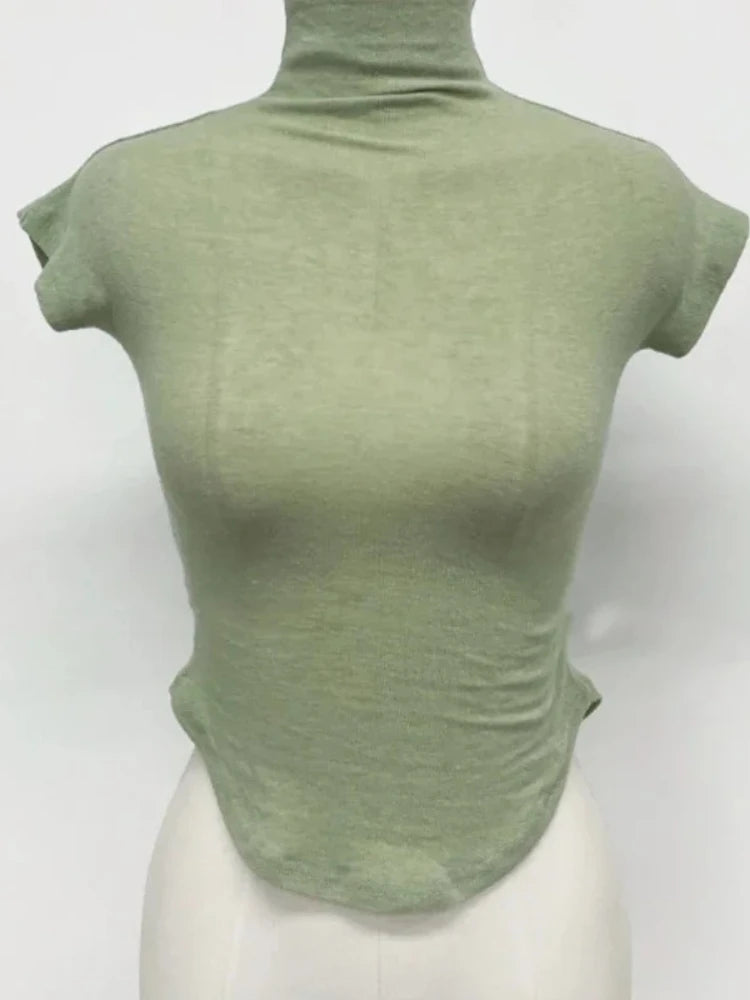 Women T Shirt Basic Casual 2026 Summer T-Shirt O Neck Woman Clothes Sexy Low Chest See Through Soft Slim Tops Tee Shirt Femme