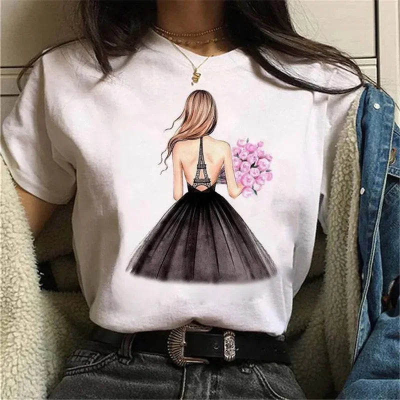 Women T Shirt London Paris New York City Travel Graphic Print Fashion Streetwear Urban Vacation Casual Short Sleeve Gothic
